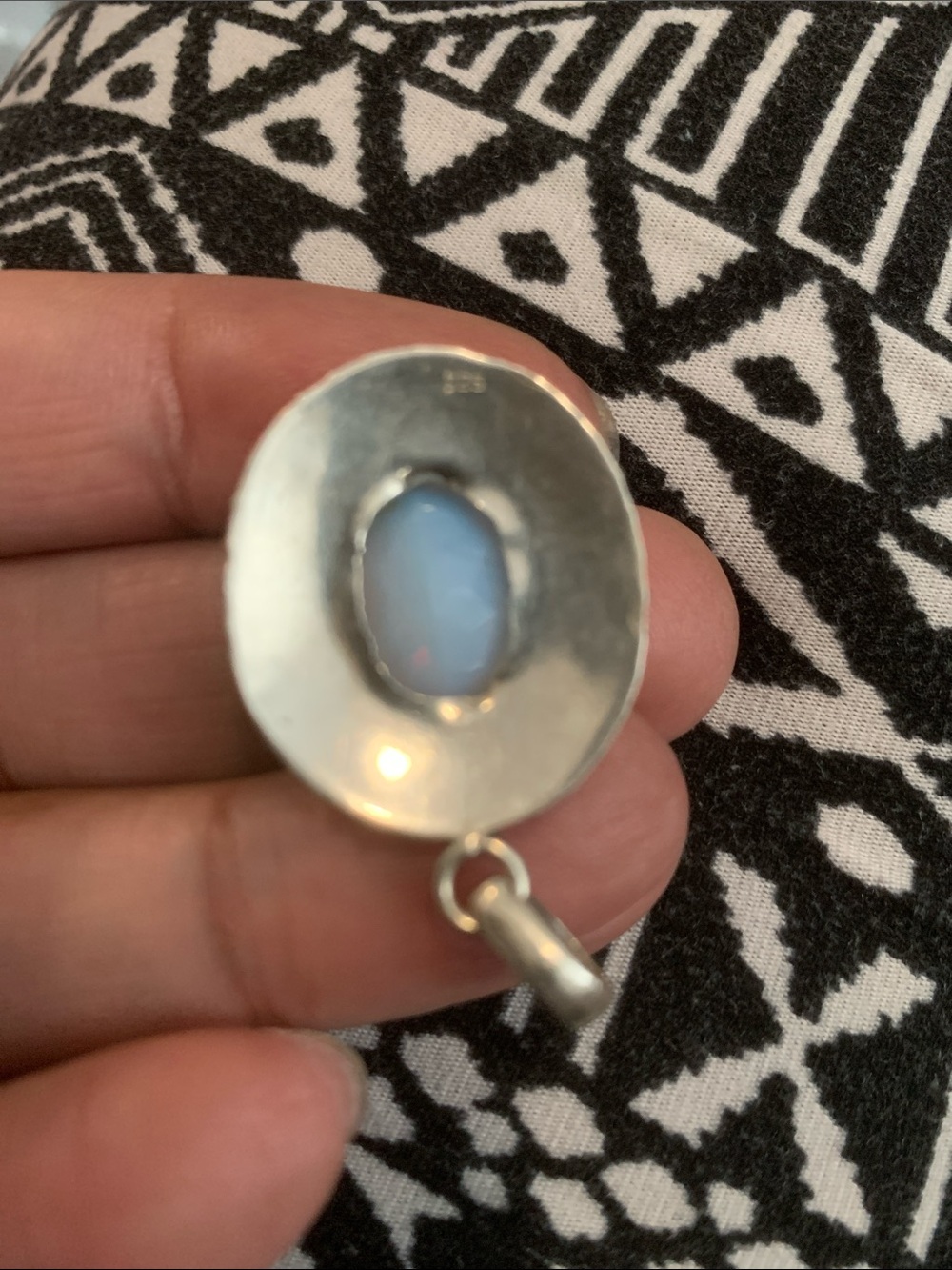 Vintage Sterling Silver Milky Opal Pendant - Picture 4 of 5